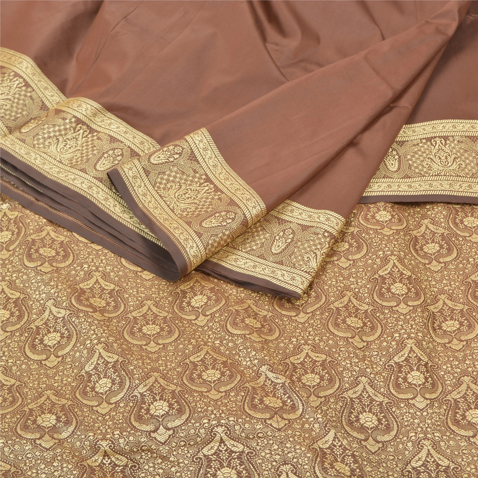 Sanskriti Vintage Brown Sarees Art Silk Hand-Woven Sari 5 Yard Premium Fabric, PS-57163-Brown-Hand Woven Work-Art (Artificial) Silk-2