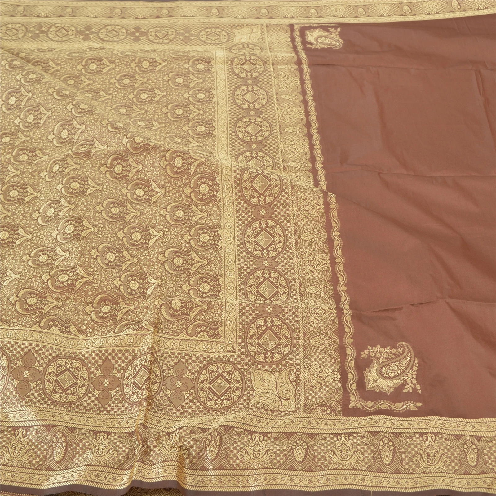 Sanskriti Vintage Brown Sarees Art Silk Hand-Woven Sari 5 Yard Premium Fabric, PS-57163-Brown-Hand Woven Work-Art (Artificial) Silk-4