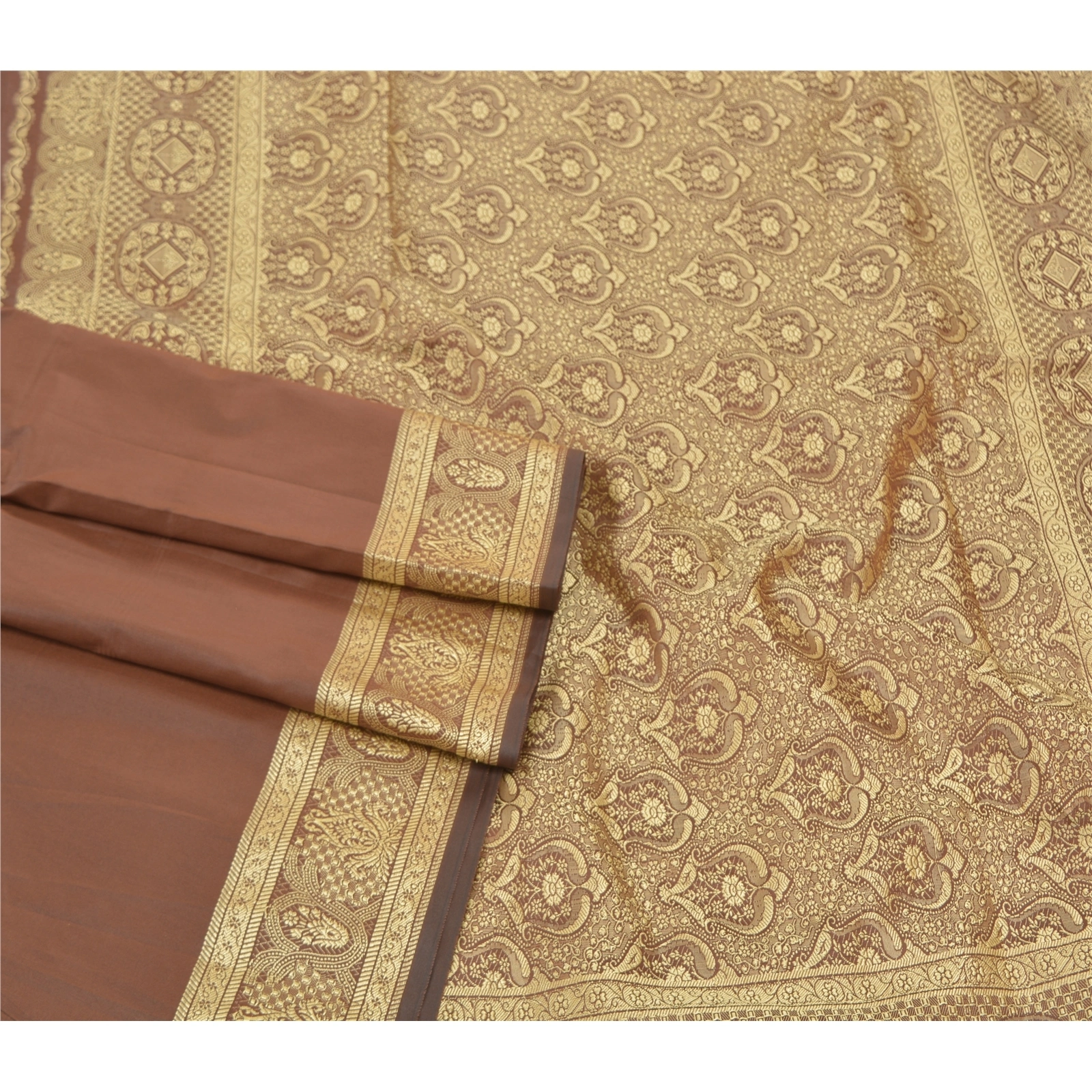 Sanskriti Vintage Brown Sarees Art Silk Hand-Woven Sari 5 Yard Premium Fabric, PS-57163-Brown-Hand Woven Work-Art (Artificial) Silk-8