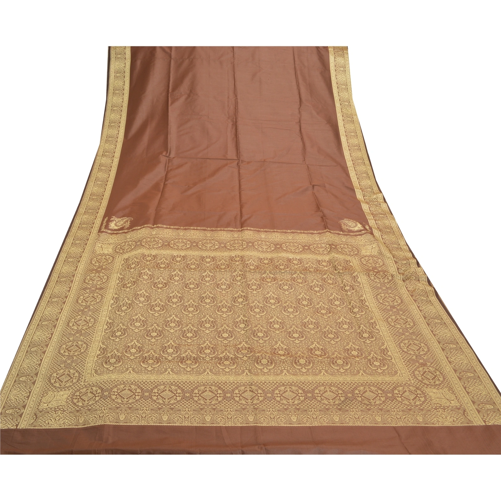 Sanskriti Vintage Brown Sarees Art Silk Hand-Woven Sari 5 Yard Premium Fabric, PS-57163-Brown-Hand Woven Work-Art (Artificial) Silk-9