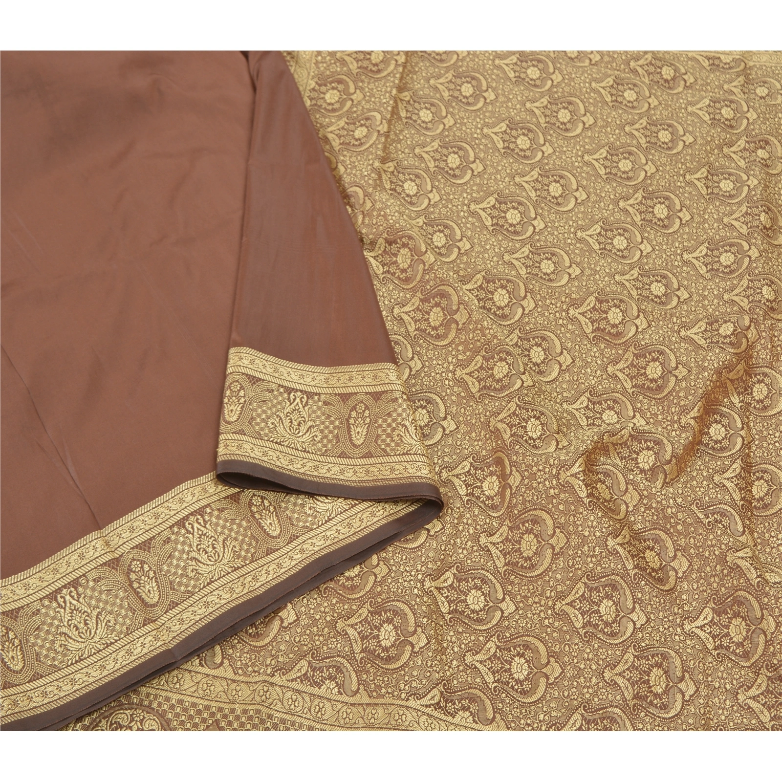 Sanskriti Vintage Brown Sarees Art Silk Hand-Woven Sari 5 Yard Premium Fabric, PS-57163-Brown-Hand Woven Work-Art (Artificial) Silk-10