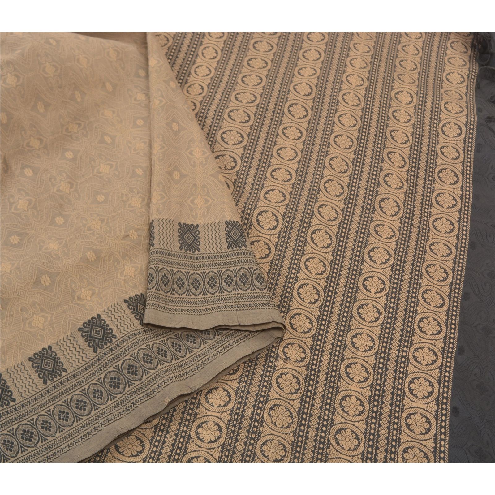 Sanskriti Vintage Black Sarees Blend Cotton Woven Sari Premium 5 Yard Fabric, PS-57211-Black-Woven Work-Blend Cotton-10