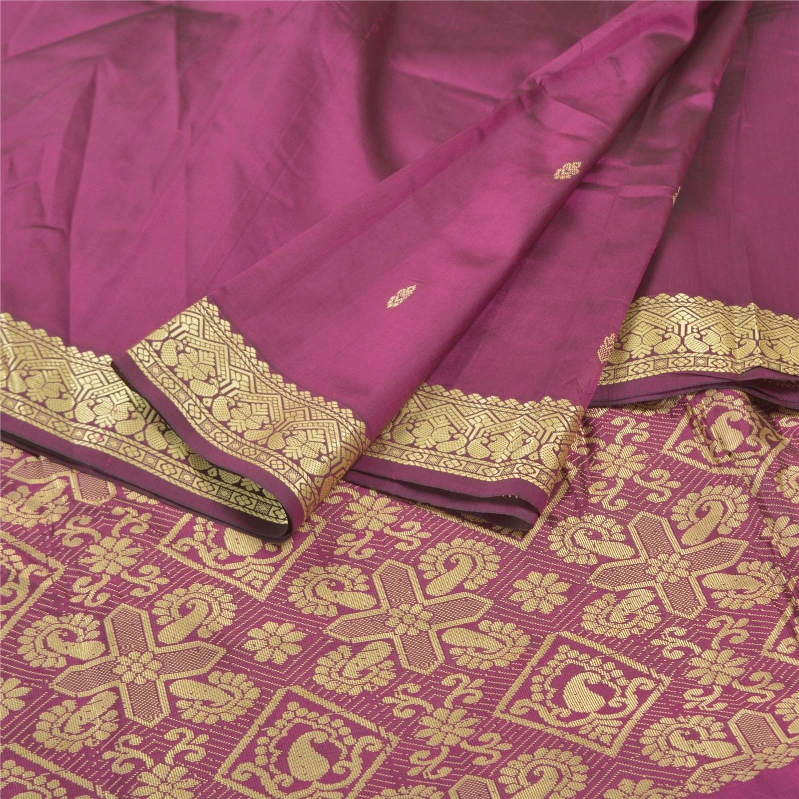 Sanskriti Vintage Purple Sari Art Silk Woven Premium Sarees 5 Yard Craft Fabric, PS-57223-Purple-Woven Work-Art (Artificial) Silk-2