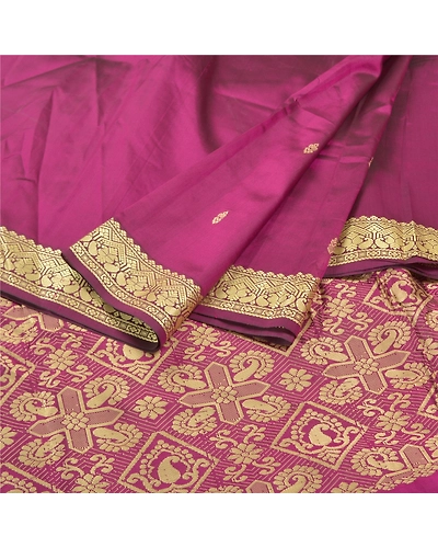 Sanskriti Vintage Purple Sari Art Silk Woven Premium Sarees 5 Yard Craft Fabric, PS-57223-Purple-Woven Work-Art (Artificial) Silk-2