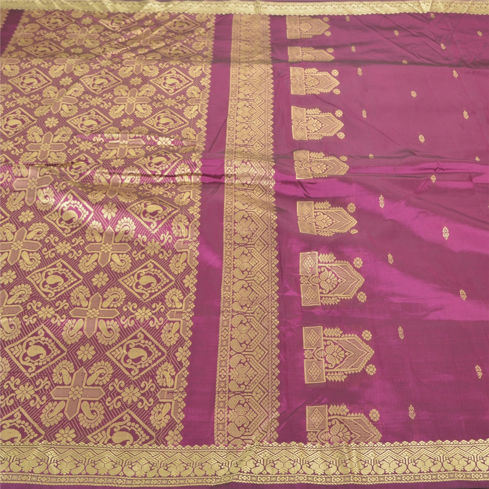 Sanskriti Vintage Purple Sari Art Silk Woven Premium Sarees 5 Yard Craft Fabric, PS-57223-Purple-Woven Work-Art (Artificial) Silk-4