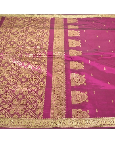 Sanskriti Vintage Purple Sari Art Silk Woven Premium Sarees 5 Yard Craft Fabric, PS-57223-Purple-Woven Work-Art (Artificial) Silk-4
