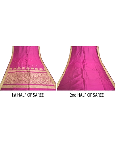 Sanskriti Vintage Purple Sari Art Silk Woven Premium Sarees 5 Yard Craft Fabric, PS-57223-Purple-Woven Work-Art (Artificial) Silk-6