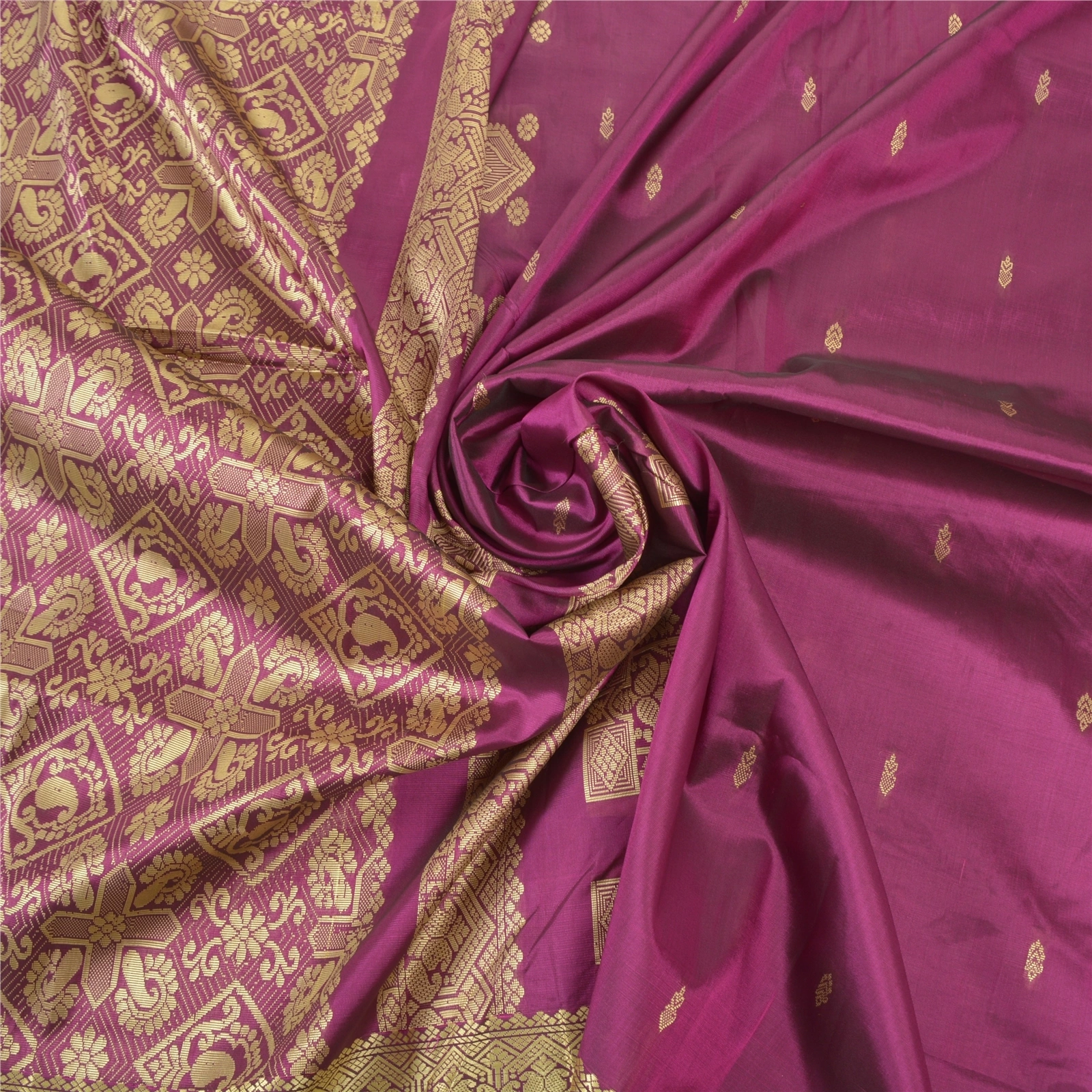 Sanskriti Vintage Purple Sari Art Silk Woven Premium Sarees 5 Yard Craft Fabric, PS-57223-Purple-Woven Work-Art (Artificial) Silk-7