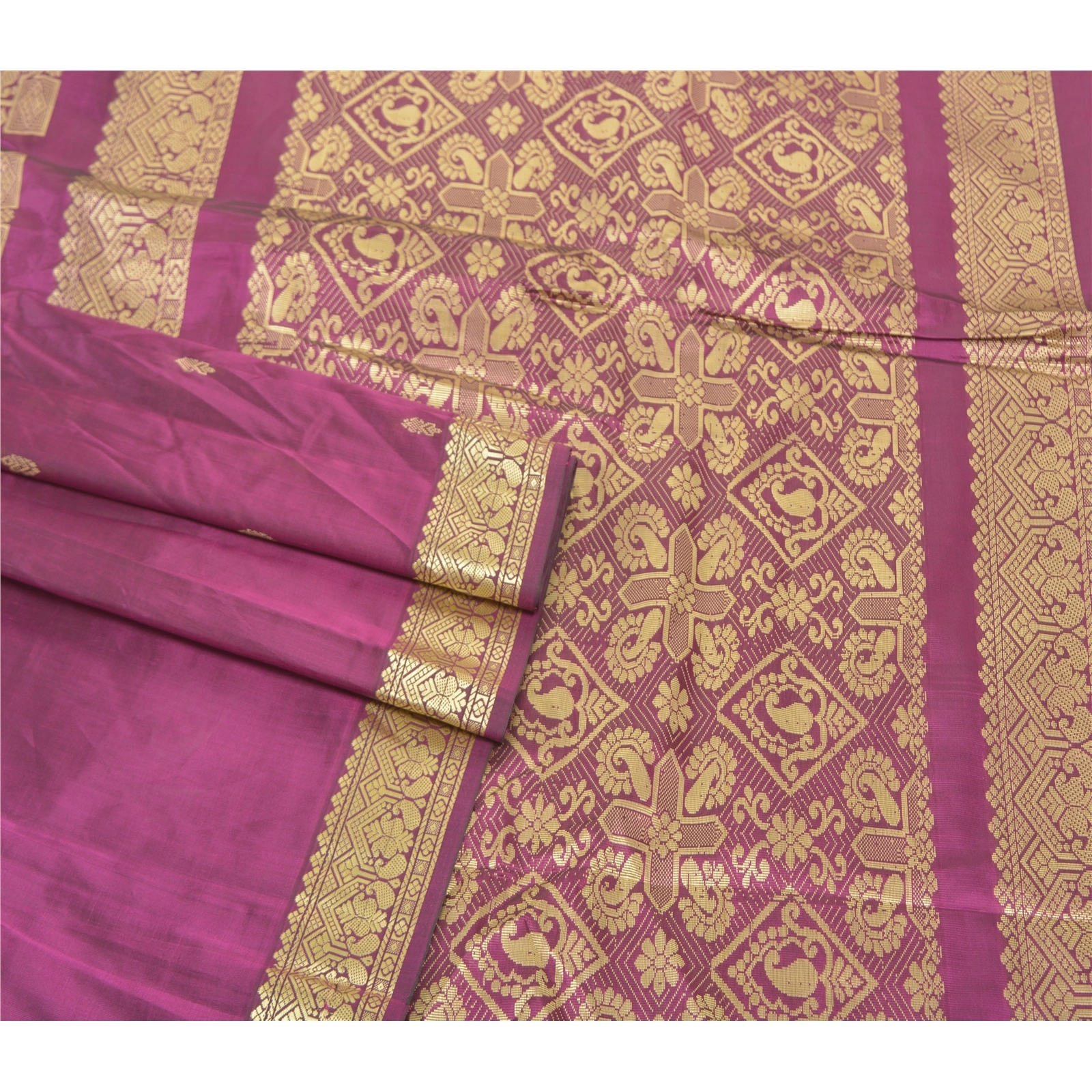 Sanskriti Vintage Purple Sari Art Silk Woven Premium Sarees 5 Yard Craft Fabric, PS-57223-Purple-Woven Work-Art (Artificial) Silk-8