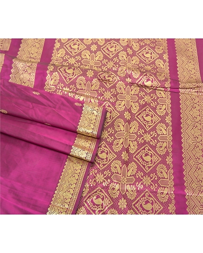 Sanskriti Vintage Purple Sari Art Silk Woven Premium Sarees 5 Yard Craft Fabric, PS-57223-Purple-Woven Work-Art (Artificial) Silk-8