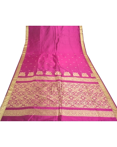 Sanskriti Vintage Purple Sari Art Silk Woven Premium Sarees 5 Yard Craft Fabric, PS-57223-Purple-Woven Work-Art (Artificial) Silk-9