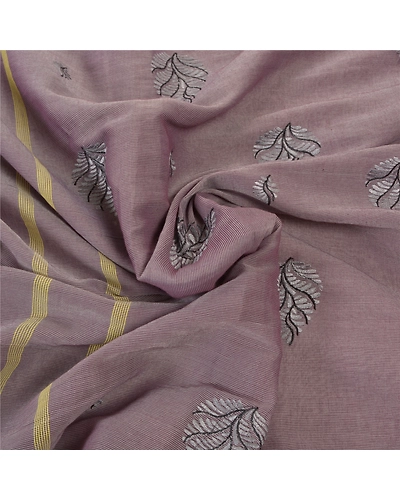 Sanskriti Vintage Rusty Purple Sarees Blend Cotton Embroidered Woven Sari Fabric, PS-57268-Rusty Purple-Woven Work-Blend Cotton-6