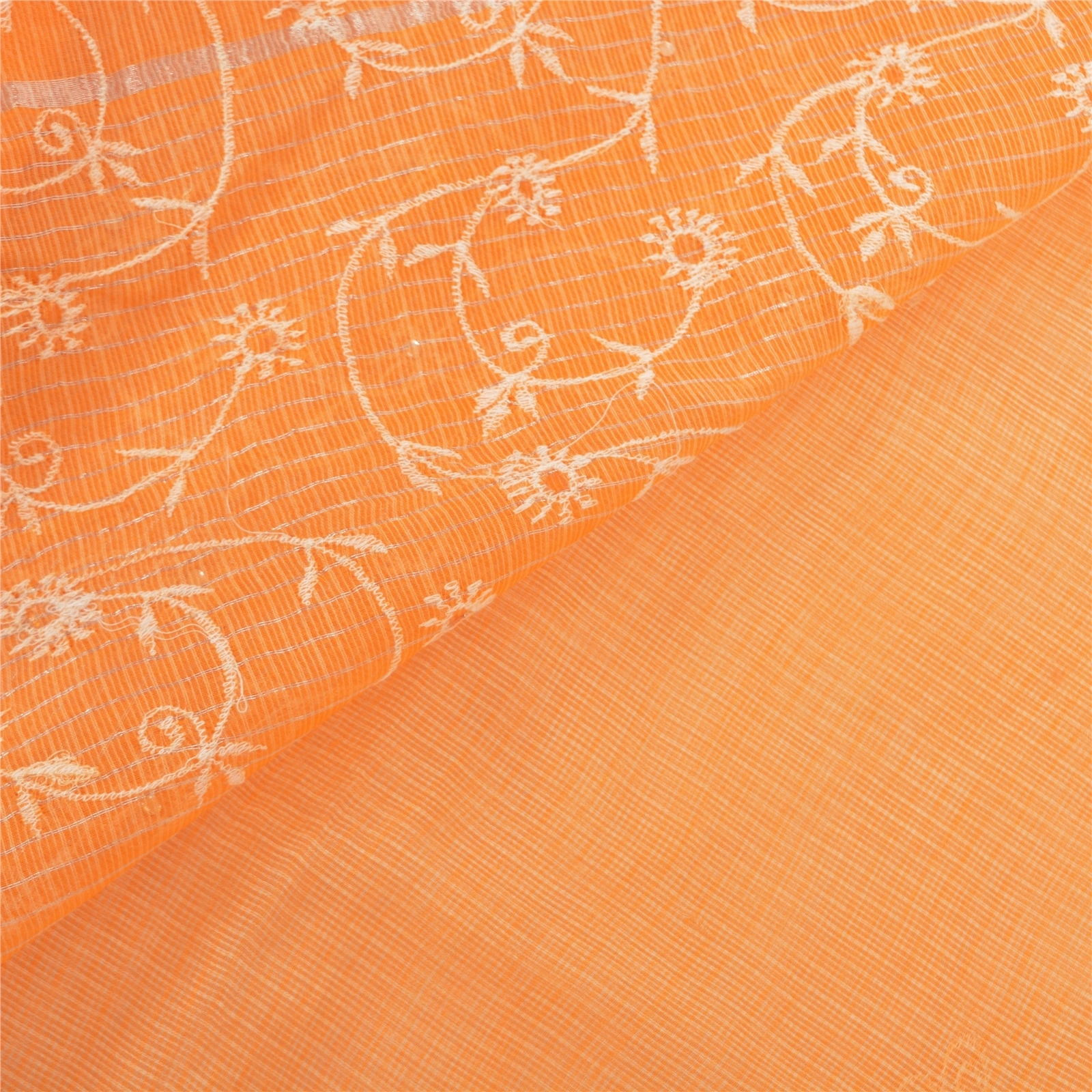 Sanskriti Vintage Saffron Sarees Pure Cotton Embroidered Woven Kota Sari Fabric, PS-57359-Shade Of Saffron-Woven Work-100% Pure Cotton-2