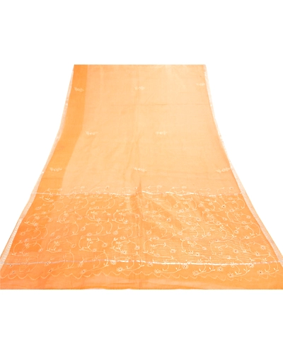 Sanskriti Vintage Saffron Sarees Pure Cotton Embroidered Woven Kota Sari Fabric, PS-57359-Shade Of Saffron-Woven Work-100% Pure Cotton-8