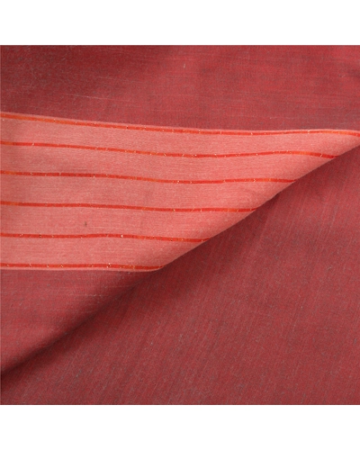 Sanskriti Vintage Indian Sarees Blend Cotton Woven Ilkal Premium Sari Fabric, PS-57392-Shade Of Dark Red &amp; Pink-Hand Woven Work-Blend Cotton-3