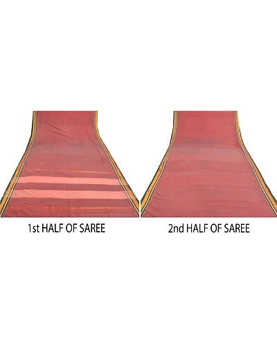 Sanskriti Vintage Indian Sarees Blend Cotton Woven Ilkal Premium Sari Fabric, PS-57392-Shade Of Dark Red &amp; Pink-Hand Woven Work-Blend Cotton-6