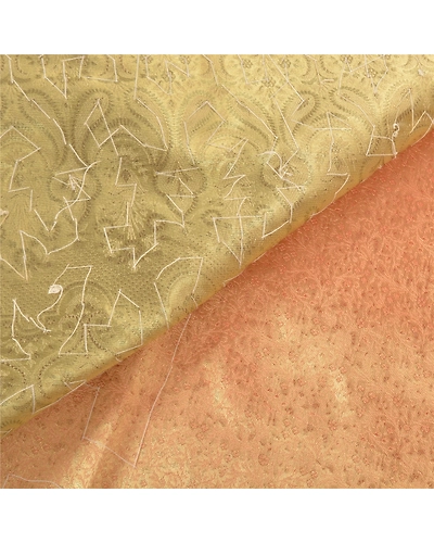 Sanskriti Vintage Red Sarees Art Silk Hand Beaded Woven Sari Premium Fabric, PS-57460-Shade Of Golden &amp; Red-Rhinestone Work-Art (Artificial) Silk-3