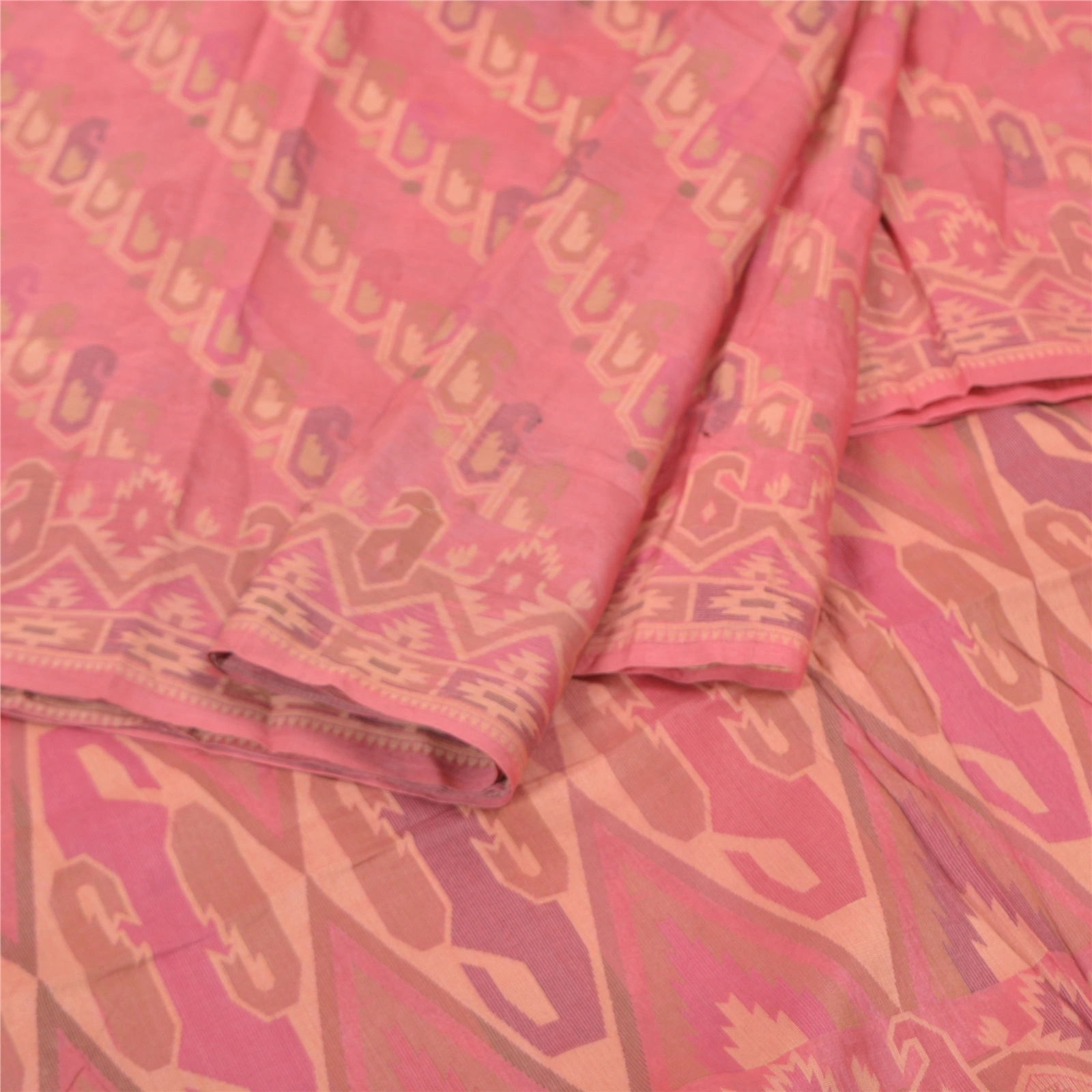 Sanskriti Vintage Pink Indian Sarees Pure Silk Handwoven Sari 5 Yard Fabric, PS-57497-Shade Of Pink-Hand Woven Work-100% Pure Silk-2