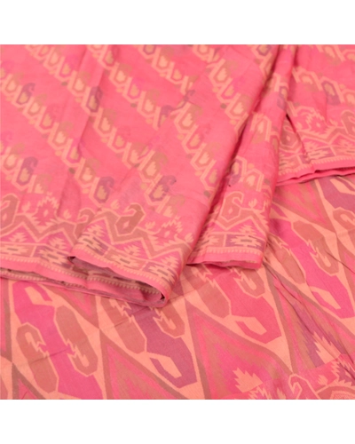 Sanskriti Vintage Pink Indian Sarees Pure Silk Handwoven Sari 5 Yard Fabric, PS-57497-Shade Of Pink-Hand Woven Work-100% Pure Silk-2