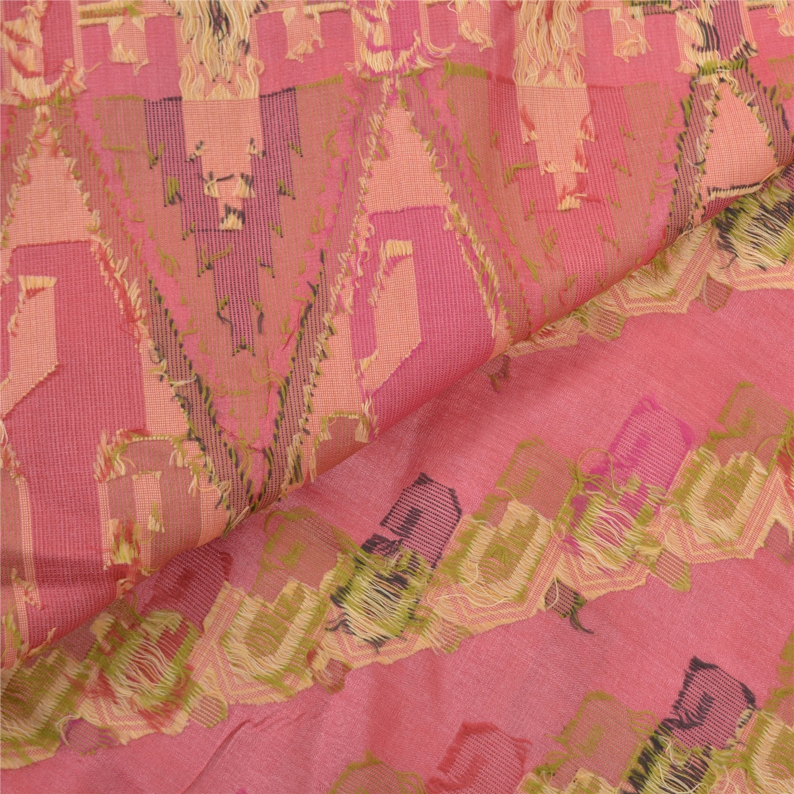 Sanskriti Vintage Pink Indian Sarees Pure Silk Handwoven Sari 5 Yard Fabric, PS-57497-Shade Of Pink-Hand Woven Work-100% Pure Silk-3