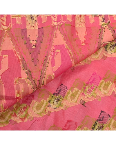 Sanskriti Vintage Pink Indian Sarees Pure Silk Handwoven Sari 5 Yard Fabric, PS-57497-Shade Of Pink-Hand Woven Work-100% Pure Silk-3