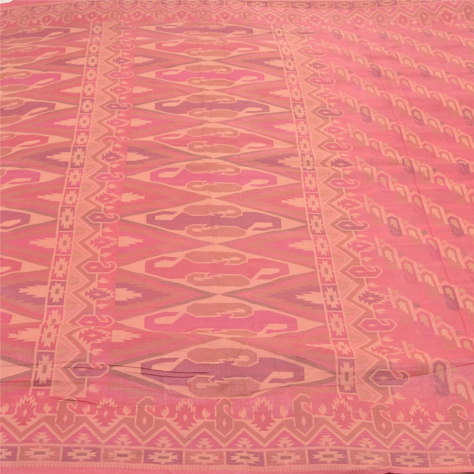 Sanskriti Vintage Pink Indian Sarees Pure Silk Handwoven Sari 5 Yard Fabric, PS-57497-Shade Of Pink-Hand Woven Work-100% Pure Silk-4