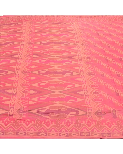 Sanskriti Vintage Pink Indian Sarees Pure Silk Handwoven Sari 5 Yard Fabric, PS-57497-Shade Of Pink-Hand Woven Work-100% Pure Silk-4