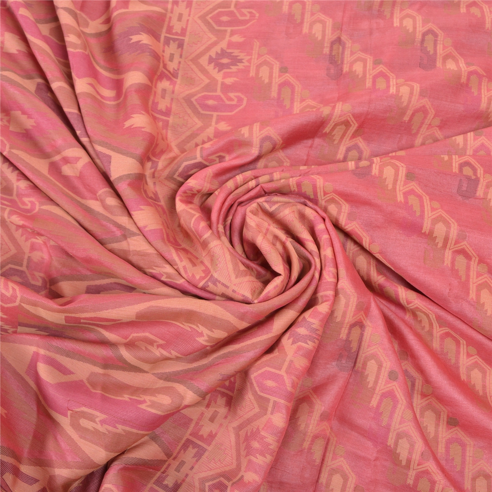 Sanskriti Vintage Pink Indian Sarees Pure Silk Handwoven Sari 5 Yard Fabric, PS-57497-Shade Of Pink-Hand Woven Work-100% Pure Silk-7