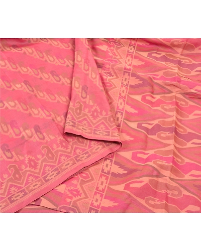 Sanskriti Vintage Pink Indian Sarees Pure Silk Handwoven Sari 5 Yard Fabric, PS-57497-Shade Of Pink-Hand Woven Work-100% Pure Silk-10