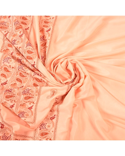 Sanskriti Vintage Peach Sarees Art Silk Hand Beaded Cultural Sari Craft Fabric, PS-57505-Peach-Zari Work-Art (Artificial) Silk-7