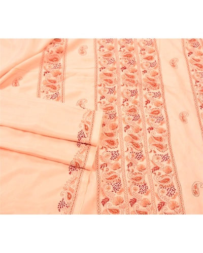 Sanskriti Vintage Peach Sarees Art Silk Hand Beaded Cultural Sari Craft Fabric, PS-57505-Peach-Zari Work-Art (Artificial) Silk-8