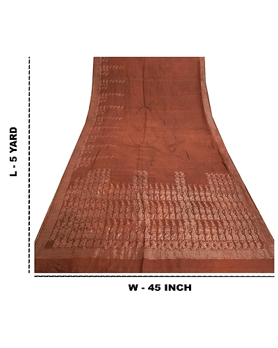 Sanskriti Vintage Brown Sarees 100% Pure Silk Woven Premium Sari Craft Fabric, PS-57513-Brown-Hand Woven Work-100% Pure Silk-1