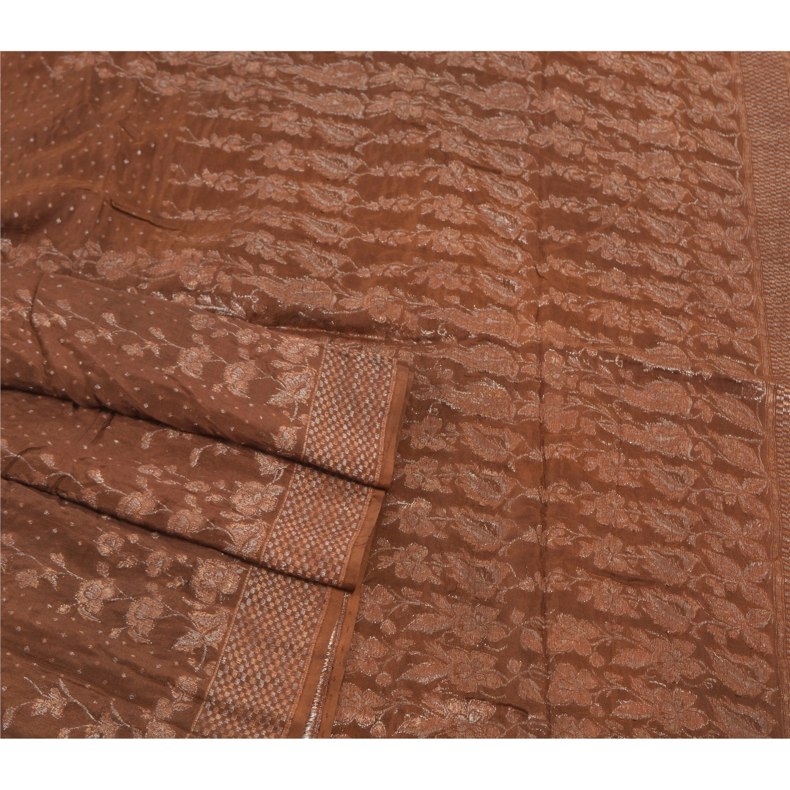 Sanskriti Vintage Brown Sarees 100% Pure Silk Woven Premium Sari Craft Fabric, PS-57513-Brown-Hand Woven Work-100% Pure Silk-7