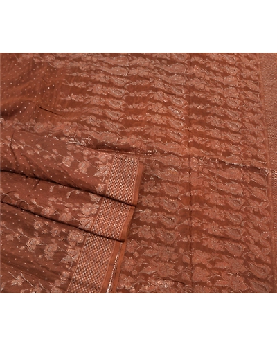 Sanskriti Vintage Brown Sarees 100% Pure Silk Woven Premium Sari Craft Fabric, PS-57513-Brown-Hand Woven Work-100% Pure Silk-7