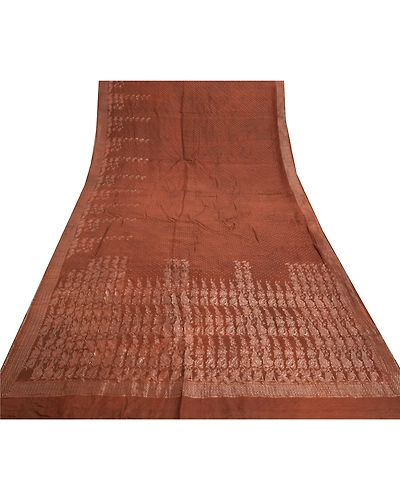 Sanskriti Vintage Brown Sarees 100% Pure Silk Woven Premium Sari Craft Fabric, PS-57513-Brown-Hand Woven Work-100% Pure Silk-8