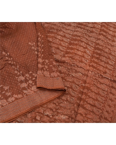 Sanskriti Vintage Brown Sarees 100% Pure Silk Woven Premium Sari Craft Fabric, PS-57513-Brown-Hand Woven Work-100% Pure Silk-9
