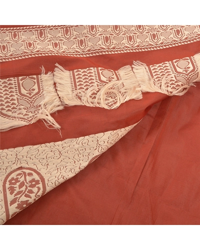 Sanskriti Vintage Rusty Orange Sarees Art Silk Hand- Woven Premium Sari Fabric, PS-57529-Rusty Orange-Hand Woven Work-Art (Artificial) Silk-3
