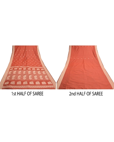 Sanskriti Vintage Rusty Orange Sarees Art Silk Hand- Woven Premium Sari Fabric, PS-57529-Rusty Orange-Hand Woven Work-Art (Artificial) Silk-6