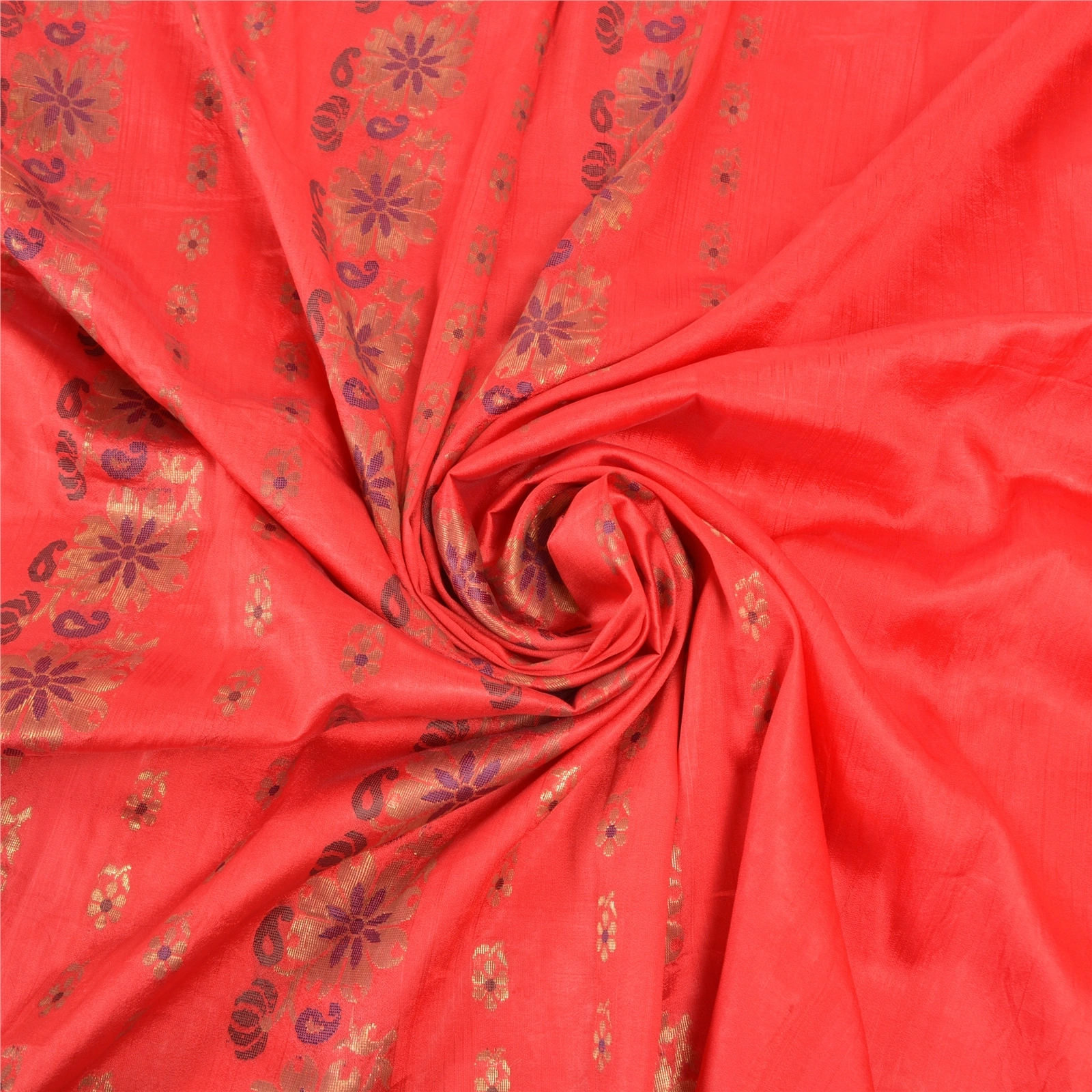 Sanskriti Vintage Red Sarees Blend Silk Hand- Woven Zari Premium Sari Fabric, PS-57532-Green &amp; Red-Zari Work-Blend Silk-6