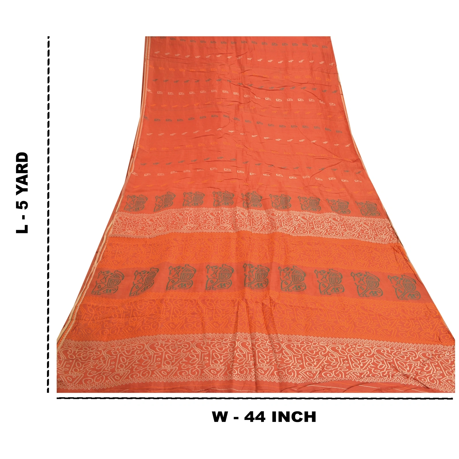 Sanskriti Vintage Orange Indian Sarees Pure Silk Hand-Woven Premium Sari Fabric, PS-57541-Orange-Hand-Woven Work-100% Pure Silk-1