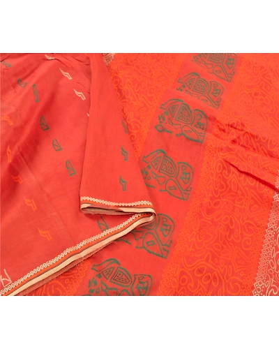 Sanskriti Vintage Orange Indian Sarees Pure Silk Hand-Woven Premium Sari Fabric, PS-57541-Orange-Hand-Woven Work-100% Pure Silk-9