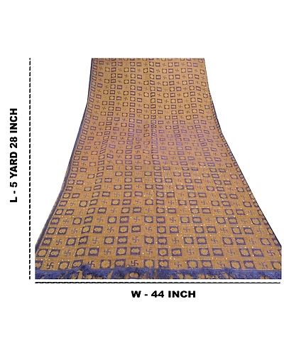 Sanskriti Vintage Blue Sarees Pure Organza Silk Hand Beaded Woven Sari Fabric, PS-57546-Blue-Beaded Work-100% Pure Organza Silk-1