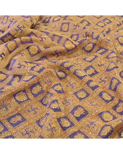 Sanskriti Vintage Blue Sarees Pure Organza Silk Hand Beaded Woven Sari Fabric, PS-57546-Blue-Beaded Work-100% Pure Organza Silk-2