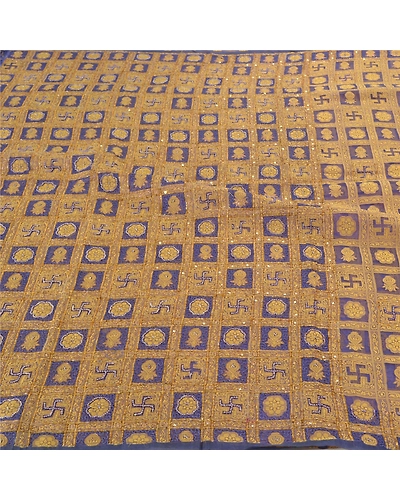 Sanskriti Vintage Blue Sarees Pure Organza Silk Hand Beaded Woven Sari Fabric, PS-57546-Blue-Beaded Work-100% Pure Organza Silk-4