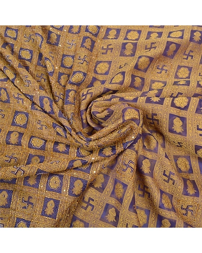 Sanskriti Vintage Blue Sarees Pure Organza Silk Hand Beaded Woven Sari Fabric, PS-57546-Blue-Beaded Work-100% Pure Organza Silk-7