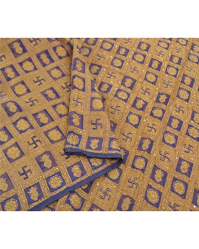 Sanskriti Vintage Blue Sarees Pure Organza Silk Hand Beaded Woven Sari Fabric, PS-57546-Blue-Beaded Work-100% Pure Organza Silk-10