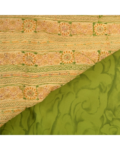 Sanskriti Vintage Green Sarees Art Silk Hand Beaded Woven Premium Sari Fabric, PS-57547-Green-Beaded Work-Art (Artificial) Silk-3