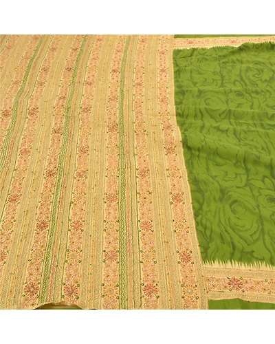 Sanskriti Vintage Green Sarees Art Silk Hand Beaded Woven Premium Sari Fabric, PS-57547-Green-Beaded Work-Art (Artificial) Silk-4