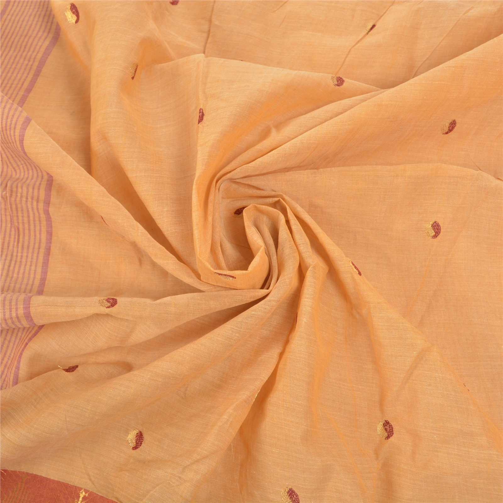 Sanskriti Vintage Beige Indian Sarees Pure Cotton Woven Premium Zari Sari Fabric, PS-57559-Shade Of Beige &amp; Brick Red-Woven Work-100% Pure Cotton-6