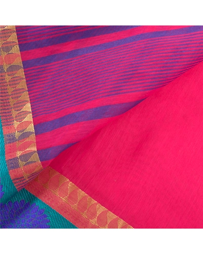 Sanskriti Vintage Pink Indian Sarees Cotton Woven Sari Craft 5 Yard Fabric, PS-57633-Pink-Woven Work-Cotton-3